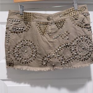 Miss Me Studded Beige Mini Skirt